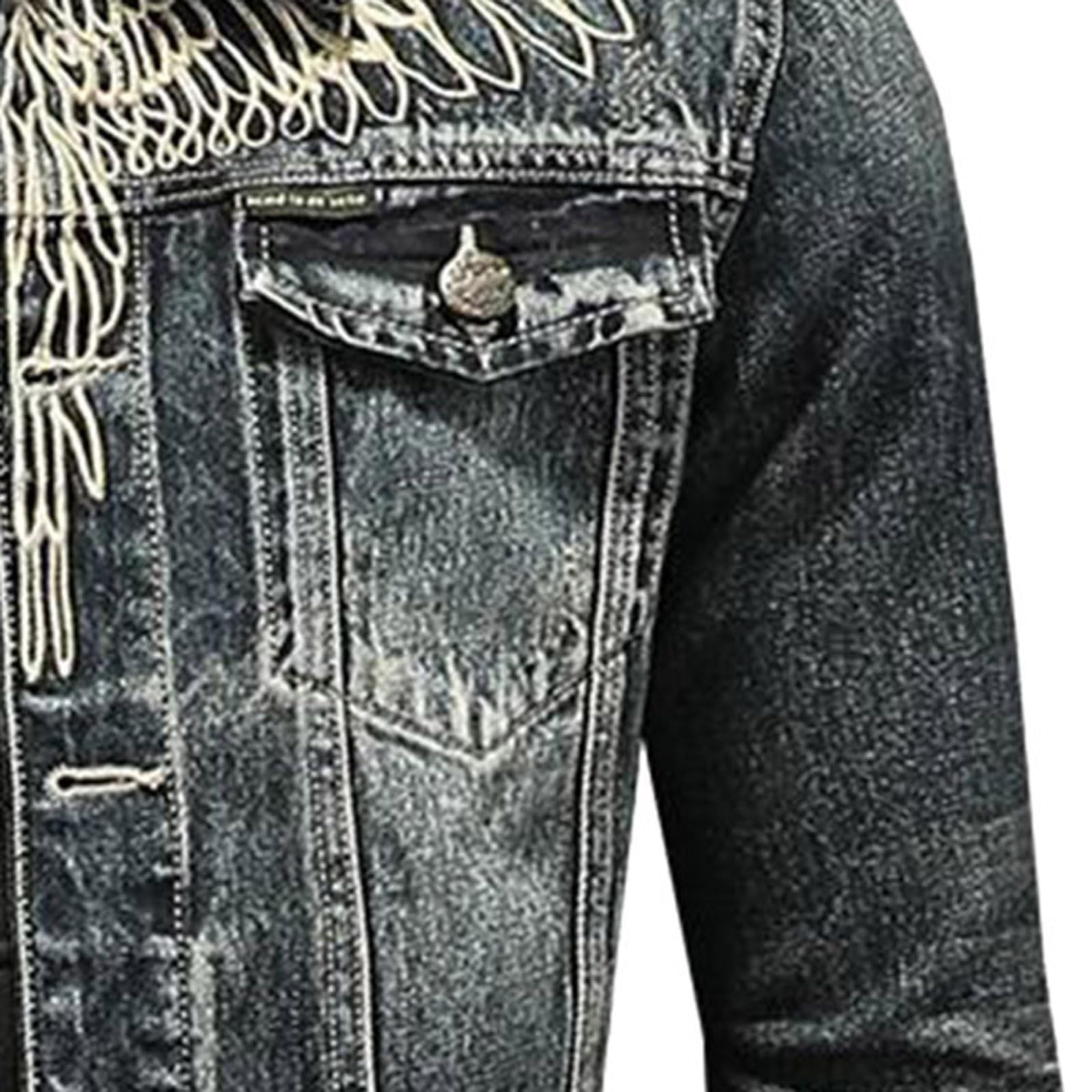 Giacca di Jeans Uomo Giubbino Denim Oversize Abbigliamento Cowboy Mezza Stagione Giubbotto Giacchetto Autunnali Primaverile Casual