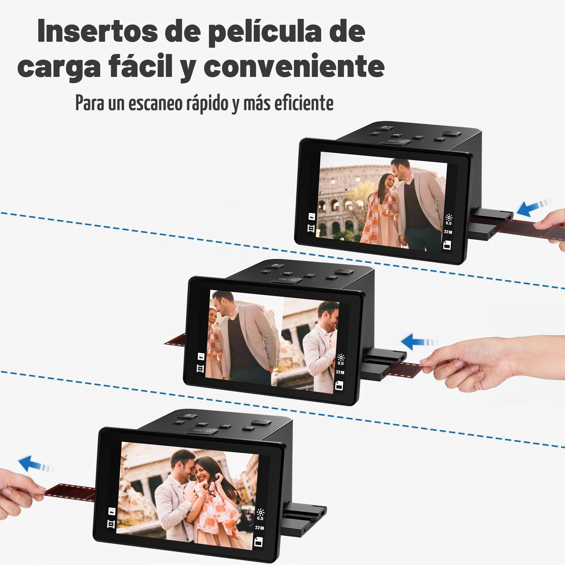 Escáner digital de películas y diapositivas con gran pantalla LCD de 5 pulgadas, escáner negativo y escáner de diapositivas para digitalizar, convierte 135, 126 KPK, 110 negativos y película Super 8 a