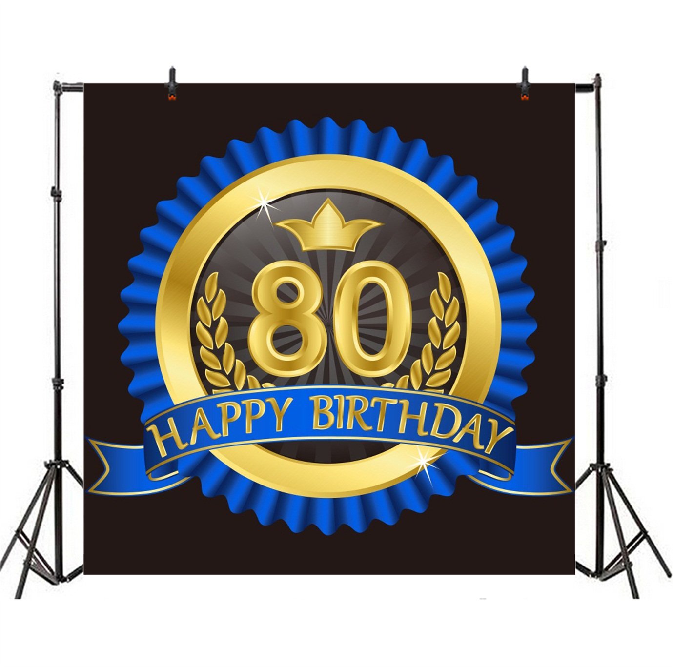 Amazon Com Csfoto 8x8ft Background For 80th Birthday Party Photography Backdrop Grandparents Happy Birthday Bash Decor Royal Noble Blue Gold Frame Medal Family Celebrate Photo Studio Props Vinyl Wallpaper Electronics