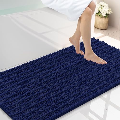 Miniatura 80 de Smiry Alfombras de Baño 24 x 16 pulgadas, Tapetes de Baño de Chenilla Extra Suaves y Absorbentes, Respaldo de Goma Antideslizante, Lavable a Azul