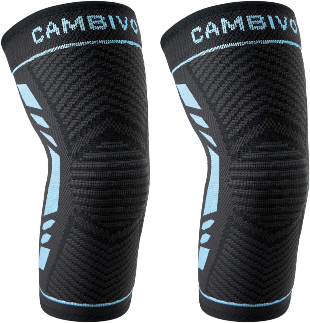 CAMBIVO Knee Compression Sleeve, Knee Brace for Women and Men, Knee Support for Running, Jogging, Gym, Workouts, Sports (Jetie Black, Small)