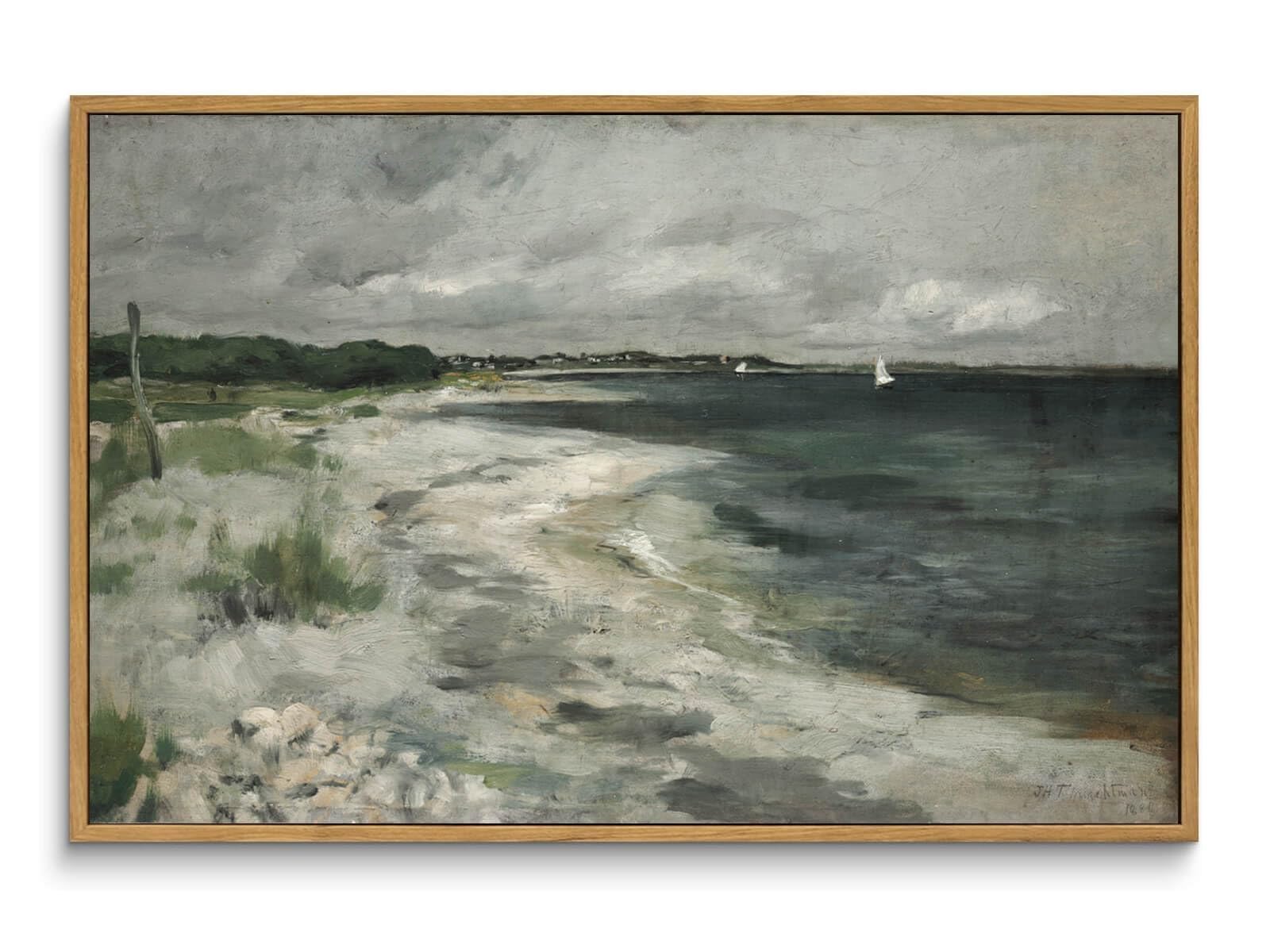 Framed Large Canvas Wall Art, 16×24in Vintage Wall Art Decor for Living Room Nature Landscape Ocean Wood Wall Art Prints Classical Seaside Scenery Painting for Bedroom Office Home Decoration