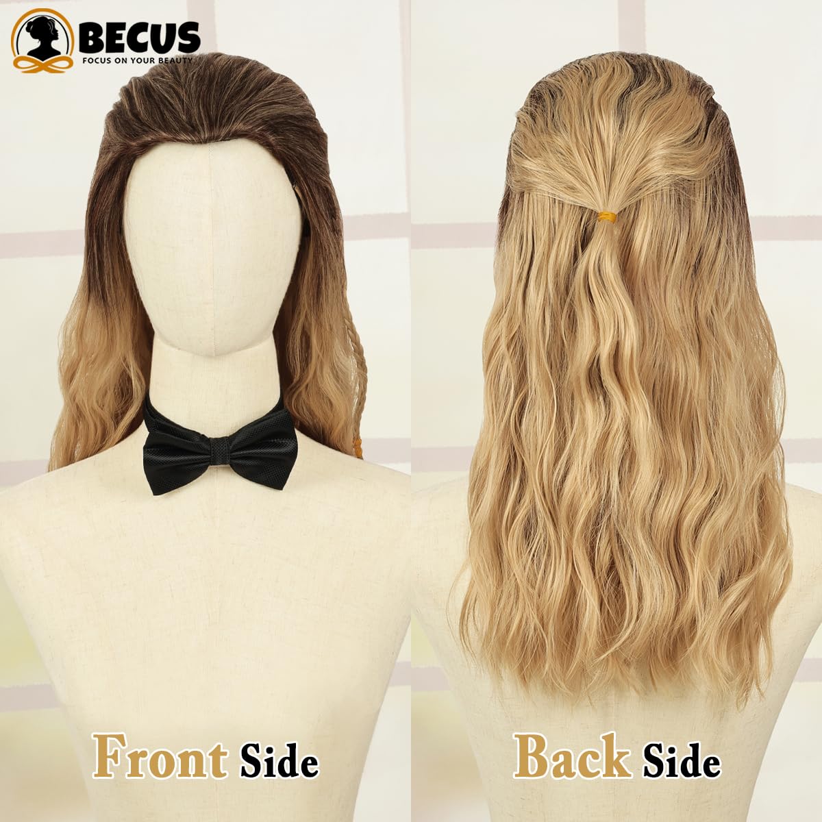 BECUS Blonde Wig for Men Wigs Long Wavy Synthetic Hair for Adults Halloween Cosplay with Free Wig Cap (20''-Blonde) - Image 3