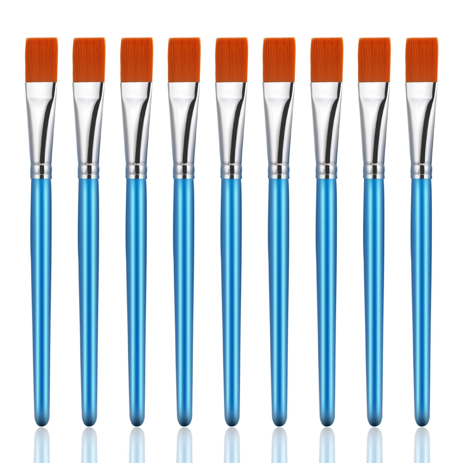 Molain 10 pinceles planos para pintura acrílica, pinceles de pintura sintética grandes de 3/4 pulgadas a granel con mango de madera, pintores artísticos para acrílico, acuarela, óleo, manualidades,