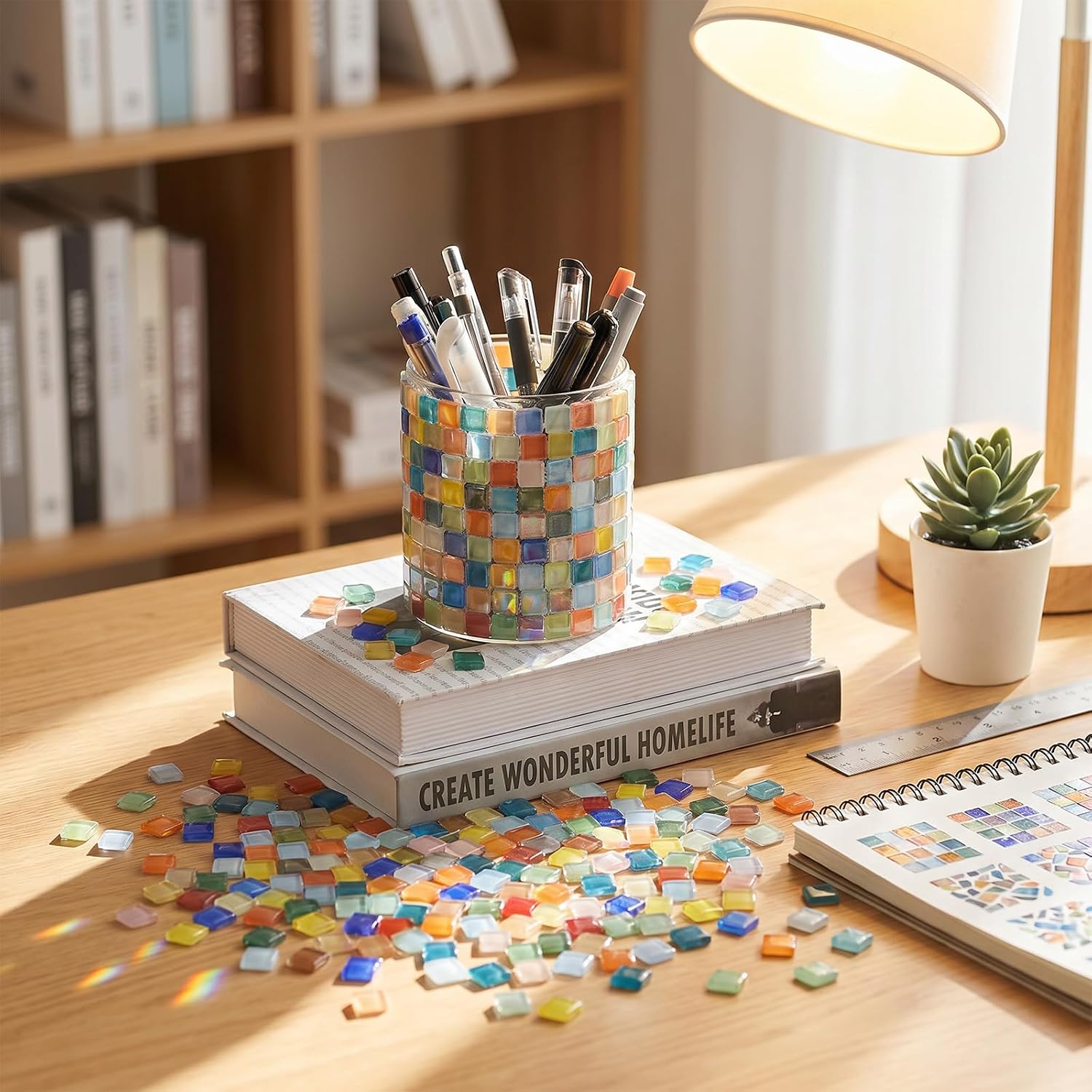 1100 Pcs Bulk Mixed Colors Glass Mosaic Tiles 2.2Lb DIY Mosaic Tiles