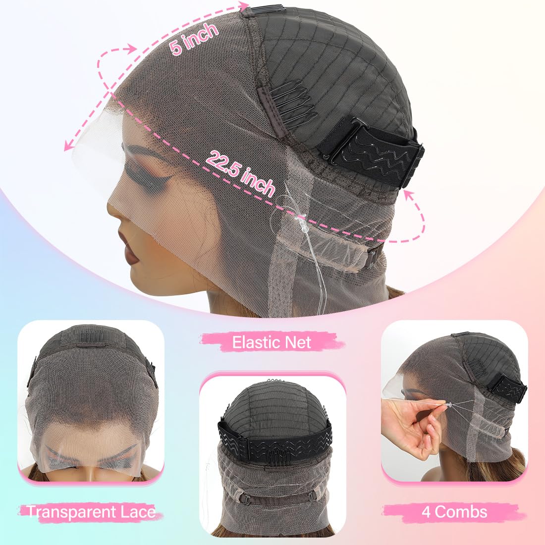 Body Wave 360 Lace Front Wigs Human Hair 200 Density Highlight Honey Blonde Wig Human Hair 4/27 Ombre Lace Front Wig Real 100% Human Hair for Women 360 Glueless Drawstring Wig Pre Plucked 20Inch