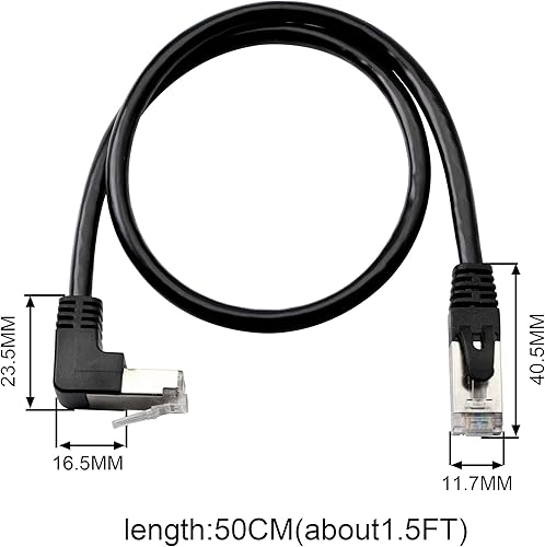 Miniatura 4 de Cable Ethernet Cat5, RJ45 macho a macho de 90 grados, cable de conexión de red de Internet LAN para PC, router, módem, impresora, Xbox, PS4-1.5 pies