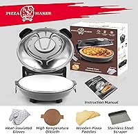 Vista 4 de KLAIF 12" Electric Countertop Pizza Oven Indoor With Ceramic Stone, Dual Adjustable Temperature Controls, Includes 4 Pizza Tools, LMR-Gray