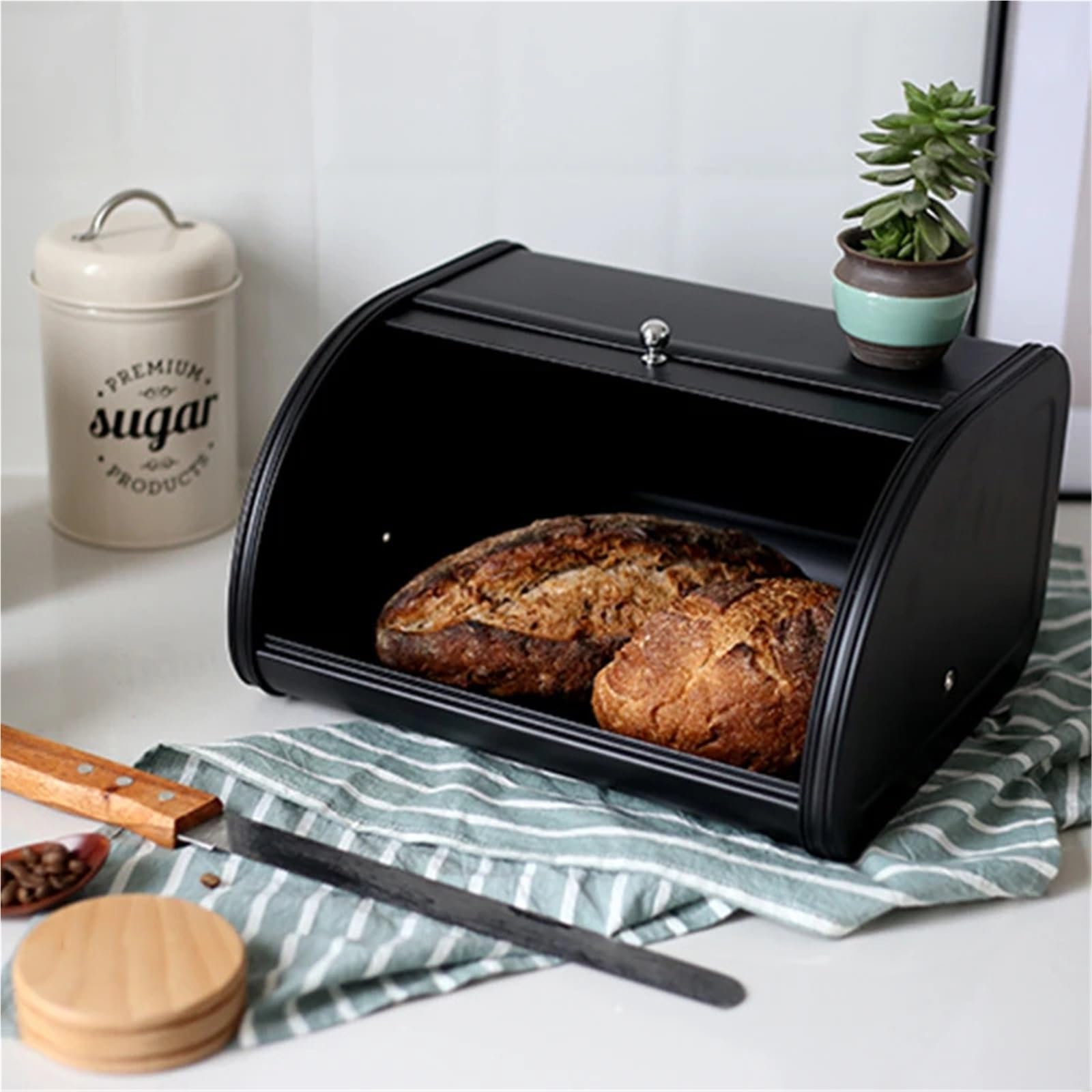 Caja De Pan Metal Con Tapa Para Pan