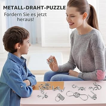 8 Pieces Metal Puzzle Metal Puzzle Set IQ Games Patience Game Skill Game Metal Puzzle Thinking Games Toy Mini Gift for Adults and Children