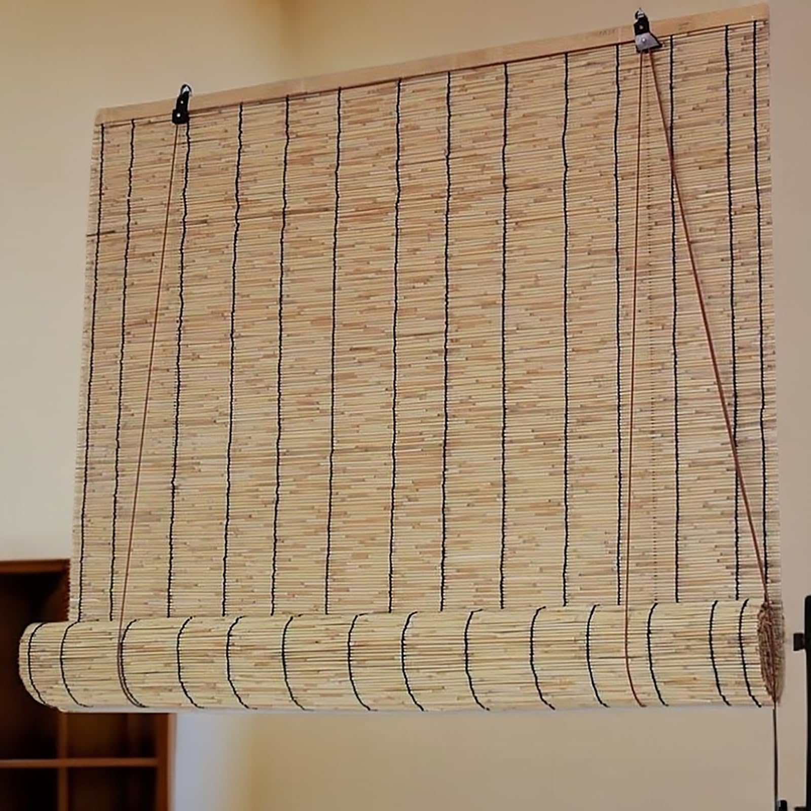 Bambus Rollo Jalousine Bambusrollo Outdoor Wetterfest Breit Fenster Sonnenschutz Rollo Jalousie Vorhang Innen, Außen, Retro Raffrollos