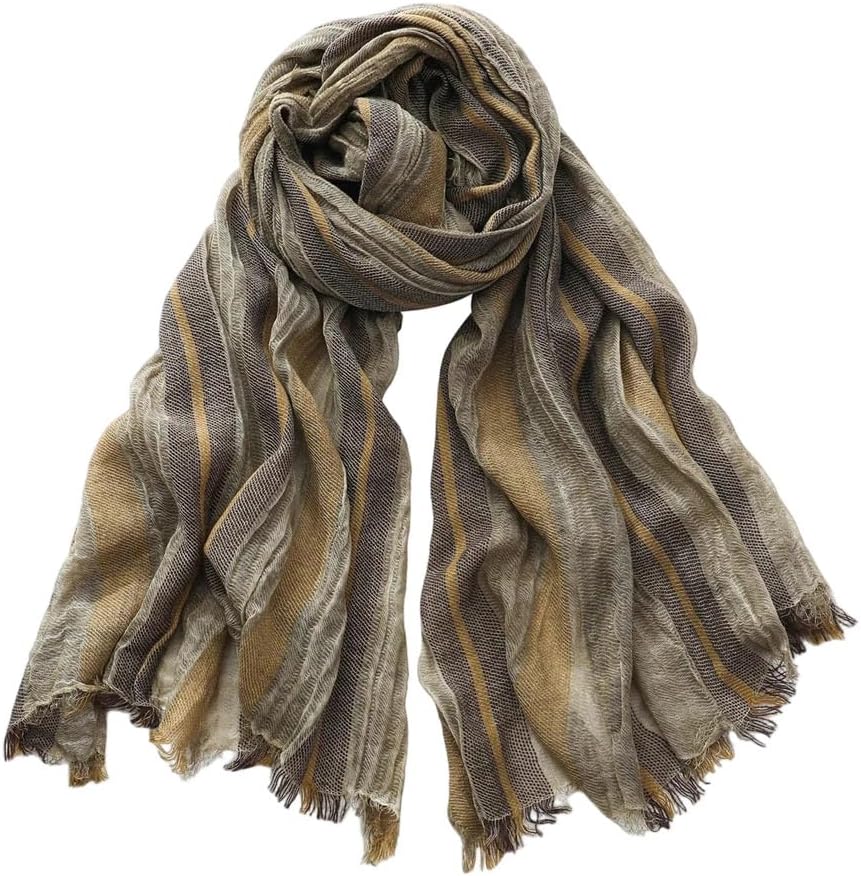 Winter Men Scarf Cotton Linen Striped Scarves Warm Neckerchief Casual Male Accessories Shawls