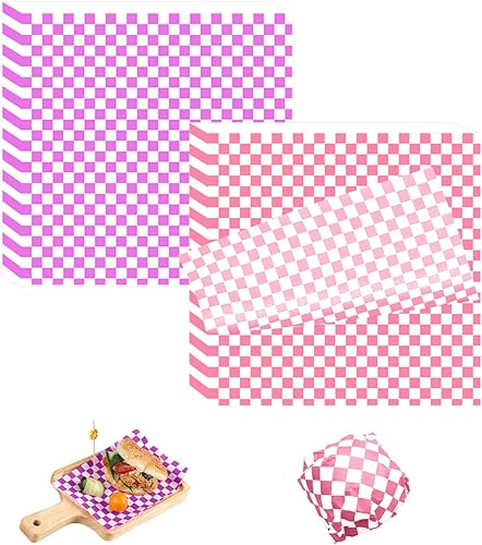 Miniatura 3 de 120 hojas de papel encerado de 12 x 12 pulgadas, cesta de comida para sándwich, papel de delicatessen, papel de cera a cuadros para envolver pan y