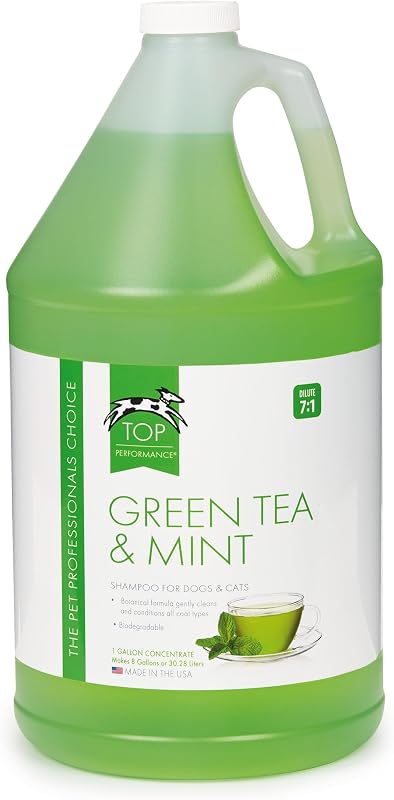 Shampoo para Gatos, Filhotes de Cães e Gatinhos com Chá Verde e Menta Top Performance, 3,79 L