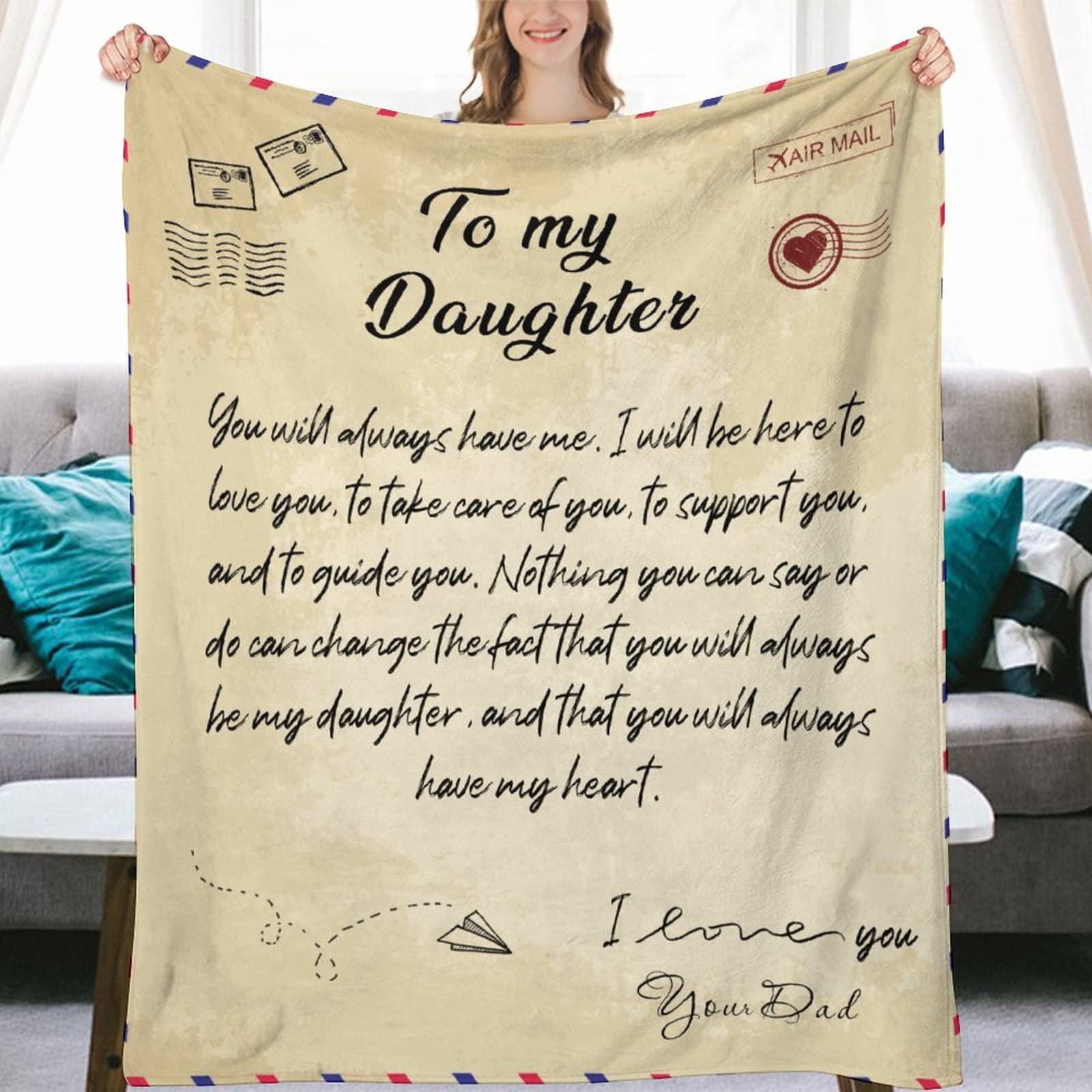 Couverture flanelle cadeau pour lui et elle plaid romantique de 177x203 cm