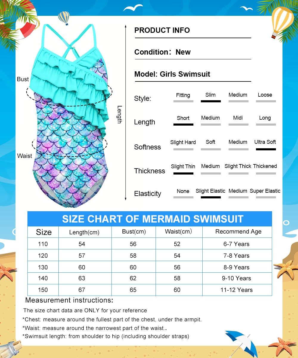 Swimwear Girl Swimwear Syrenka Strój Kąpielowy dla chłopców Jednoczęściowy Strój Kąpielowy Plaża Szybkoschnąca Strój Kąpielowy Bikini Piasek Dziewczyna z regulowanymi paskami
