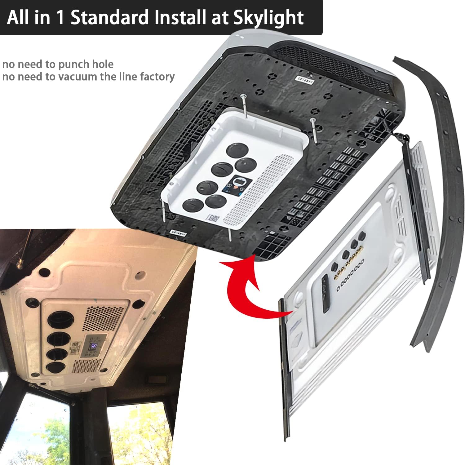 12 Volt Universal Electric Truck RV Rooftop Air Conditioner, 8 hour running Non-Ducted -Quiet AC - Cooling Only |-RV AC Unit - Camper Air Conditioner for RV BUS Truck Vehicle : Automotive