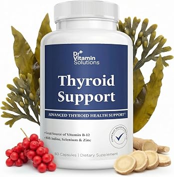 Thyroid Support Supplement for Women & Men with Iodine, Selenium, Zinc, Vitamin B-12, L-Tyrosine, Ashwagandha, Schisandra, Kelp & Bladderwrack Energy, Metabolism & Hormone Support, 60 Capsules