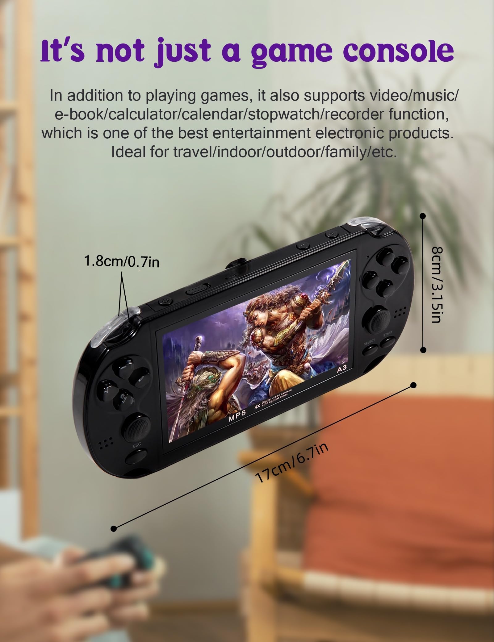 CZT Consola de videojuegos de 4,3 pulgadas 8 GB incorporada 2100 juegos gratis para múltiples simuladores consola de juegos portátil video/música salida de TV juego se puede archivar un regalo de