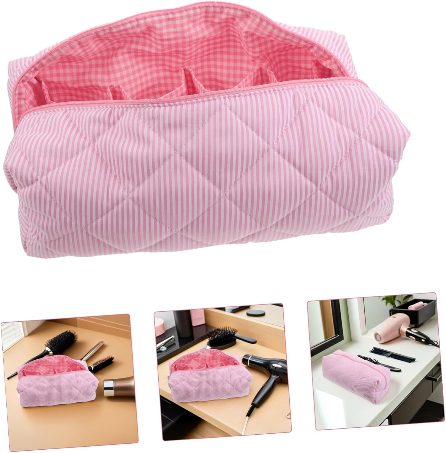 Gatuida Portable Hair Dryer Travel Case with Large Storage Capacity, Waterproof Cloth and Cotton Material, Multiple Pockets Organizer Bag for Daily Home Use and Bathroom
