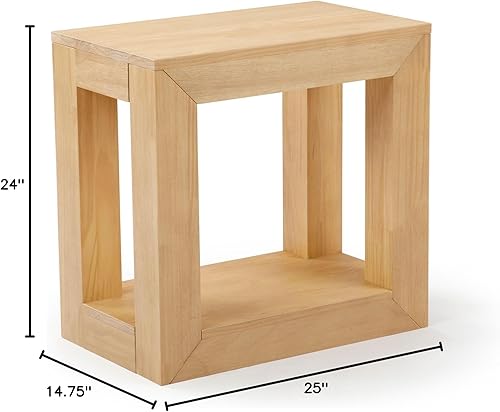 Miniatura 2 de Plank+Beam Mesa auxiliar rectangular moderna con estante, 25 pulgadas, mesa auxiliar estrecha de madera maciza para sala de estar con