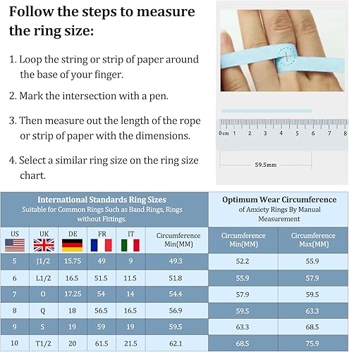 Miniatura 5 de J.Fée Fidget Ring for Anxiety with Beads, Anxiety Ring 925 Sterling Silver Rings for Women, Anti Anxiety Ring for Women, Thumb Ring Spinner Rings