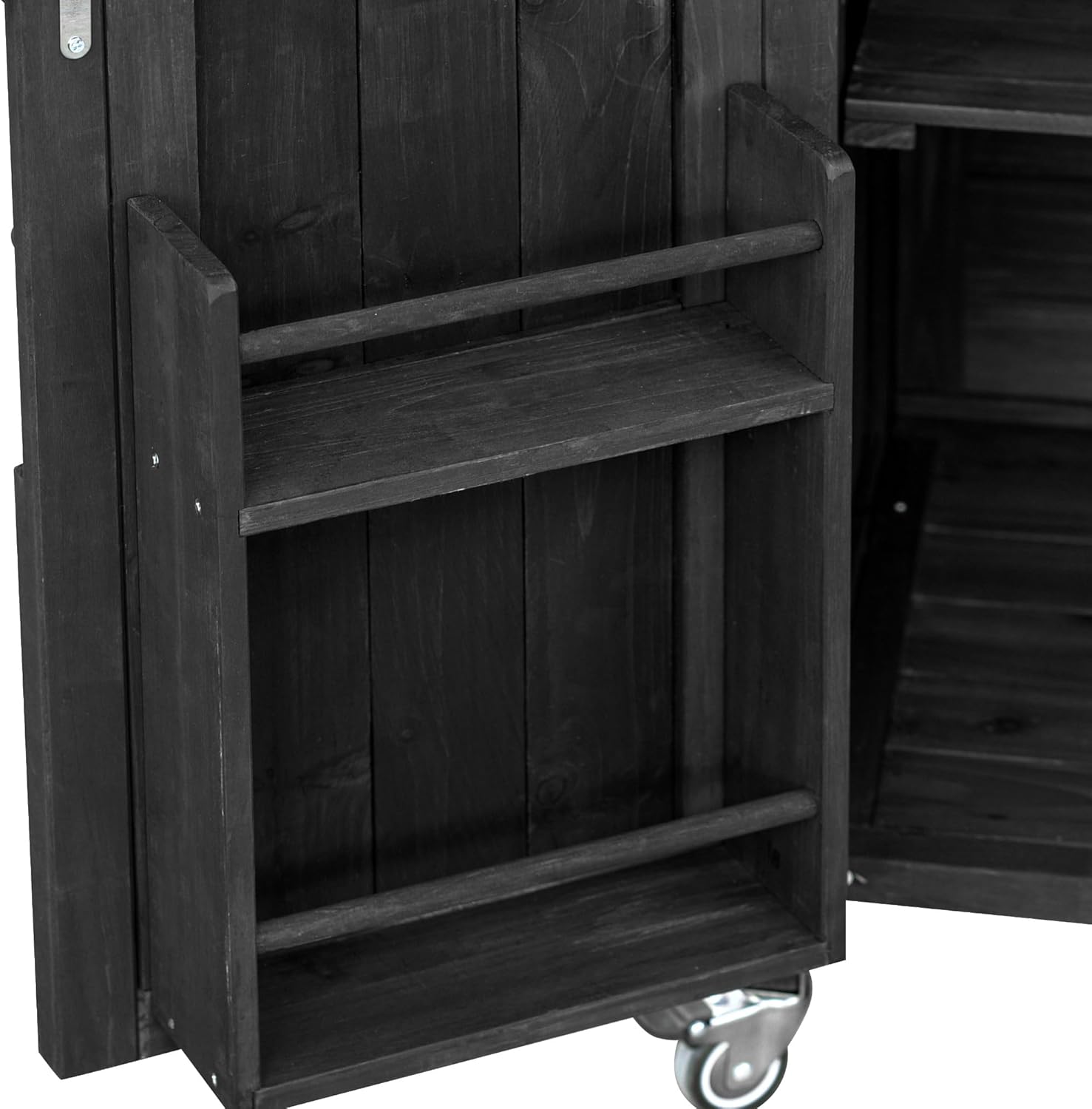 Outdoor Grill Carts with Stainless Steel Top, BBQ Carts Food Prep Table for Patio Graden, Rollling Kitchen Island with Shelves, Spice Rack, Towel Rack(Black)