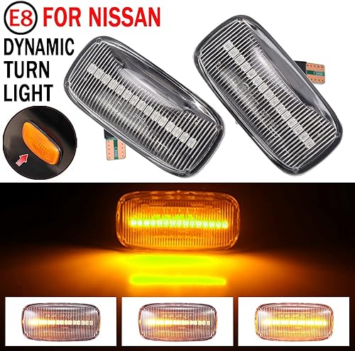 Miniatura 4 de Hacreyatu Para Nissan Skyline R34 Almera N15 N16 Pulsar Maxima QX Sunny G10 Primera P11 P12 - Marcador lateral dinámico LED para coche (transparente)