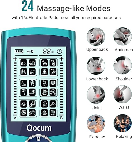 Miniatura 4 de TENS - Estimulador muscular, unidad TENS de doble canal para terapia de alivio del dolor (dolor corporal crónico, agudo), canal A/B independiente y