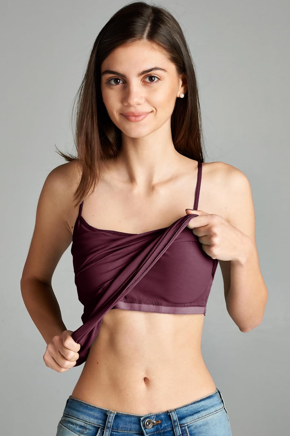 Emmalise Women's Camisole Built in Bra Wireless Fabric Support Short Cami - Image 3