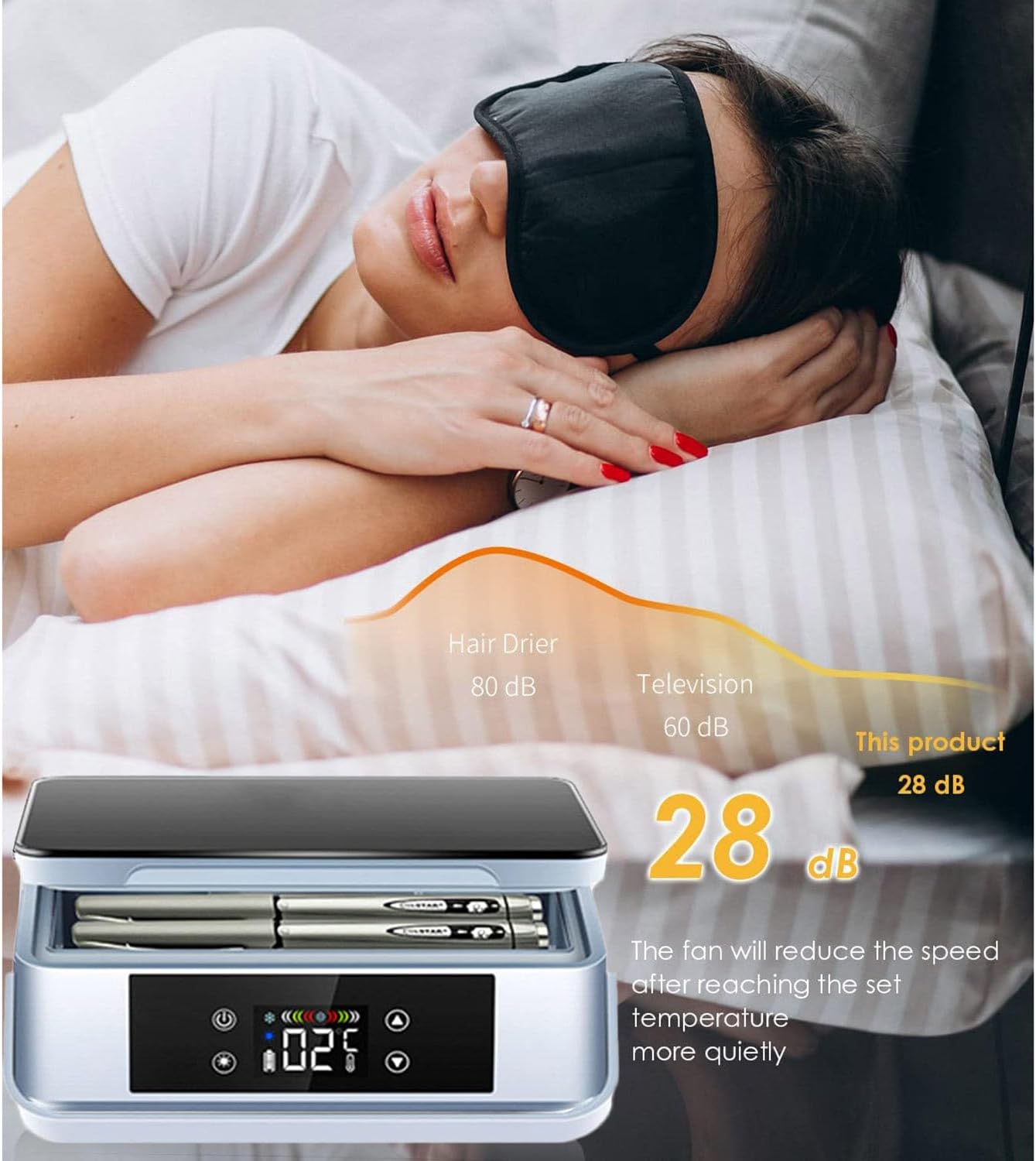Insulin Cooler Travel Case Medicine Refrigerator with 2-8 ℃ Intelligent Constant Temperature Alarm System & LED Display for Car Home Travel1battery
