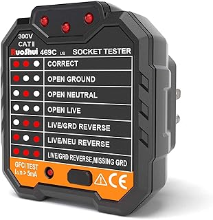 Instruments,Non-Contact Voltage Tester,Electrical Outlets Tester GFCI,48-250V Receptacle AC Voltage Detector with LCD Display for Professional Use 469C