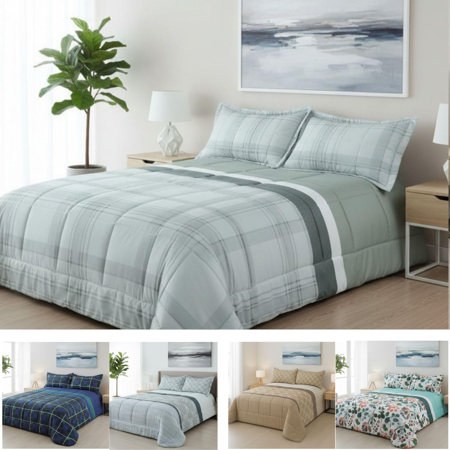 DONATELLA EDREDÓN Estampado Reversible - 135 cm., Gris-Squares