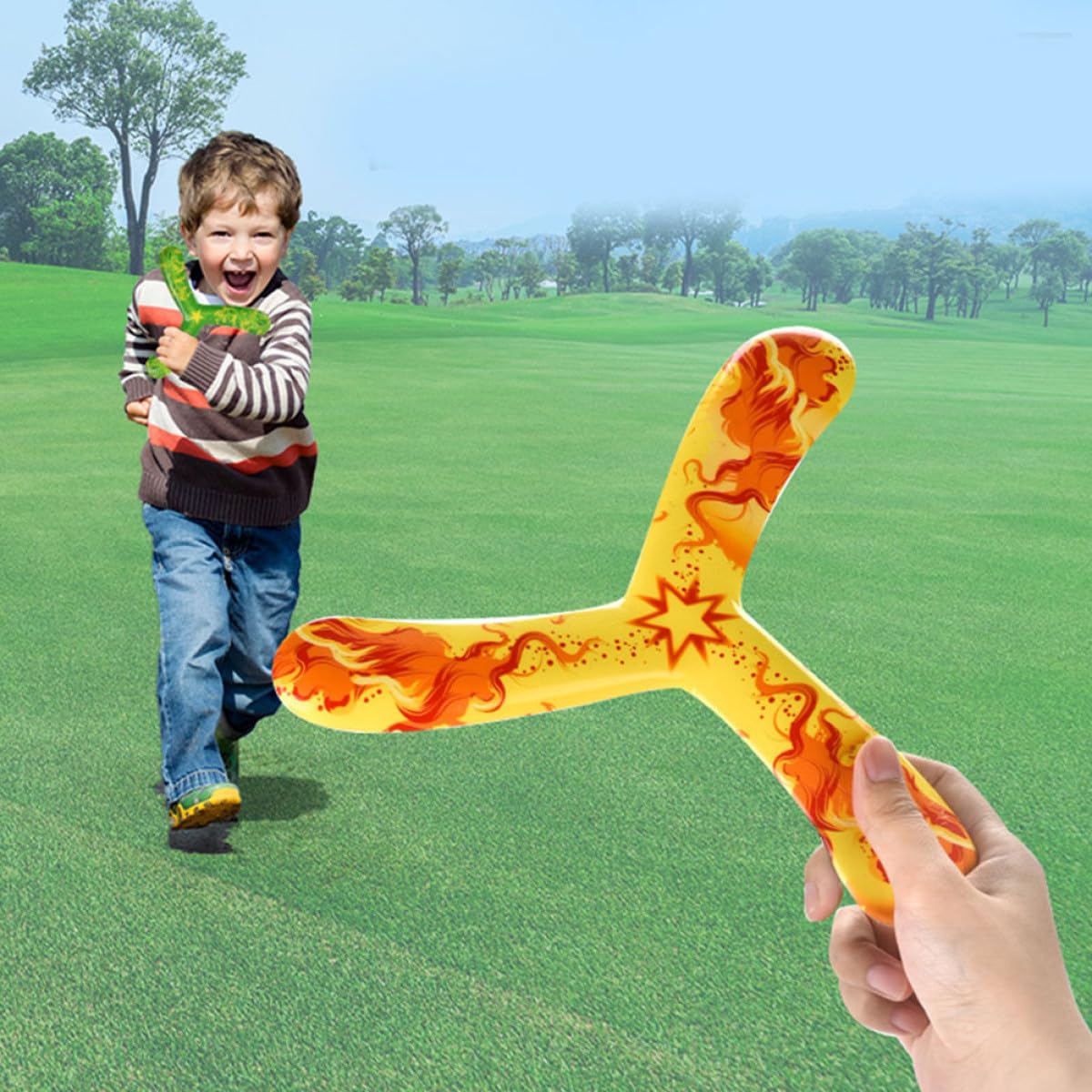 Giocattolo Boomerang per Ragazzo Ragazza 4 Pezzi, Sicuro e Leggero in Pu, Design Semplice a 3 Foglie, per Intrattenimento all Aperto e Campeggio