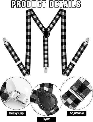 Miniatura 5 de SATINIOR Juego de tirantes y corbatín con clip de los años 80 para hombres y mujeres