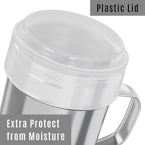 Miniatura 4 de CUSINIUM Shaker Shaker Shaker de azúcar en polvo negro de 14 onzas con asa, malla fina, con tapa de plástico, paquete de 2