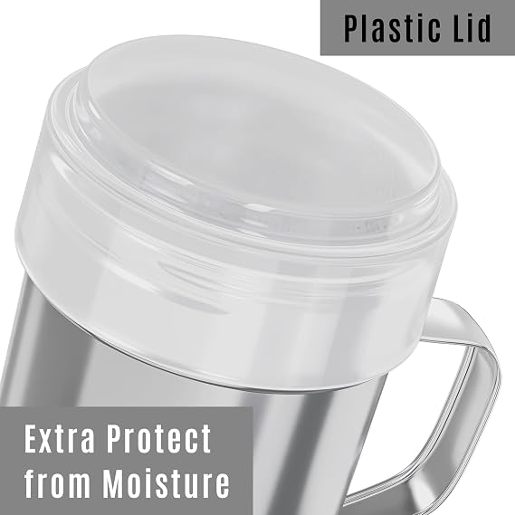 CUSINIUM 14 Ounce Powdered Sugar Shaker Duster With Handle - Fine Mesh - With Plastic Cap - Pack of 2