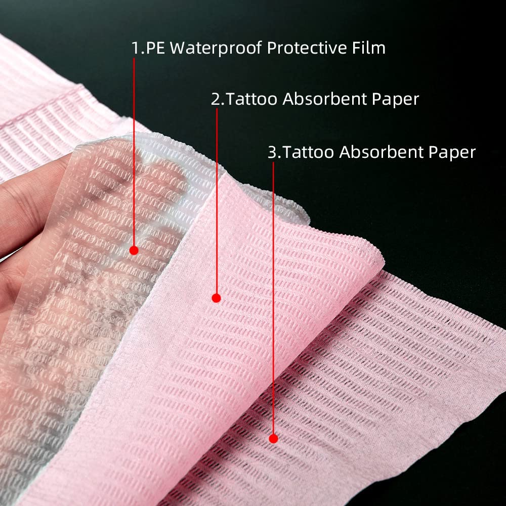 Disposable Tattoo Clean Pad Tattoo Table Covers Clean Pad Patient Dental Napkins Beauty Tattoo Accessories Tattoo Bibs (125pcs pink)