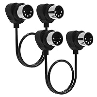 Vista 1 de FORE Paquete de 2 cables MIDI de 1 pie/30 cm de ángulo recto con enchufes ultra pequeños para espacios reducidos, cable MIDI de 5 pines DIN Paquete