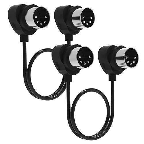 FORE 2-Pack 2-Feet / 60cm Right-Angle MIDI Cable with Ultra-Small Plugs for Tight Space, 5-Pin Din MIDI Cable Compatible with MIDI Keyboard/Interface/Synthesizer/Guitar Multi Effects/Ideal for Studio