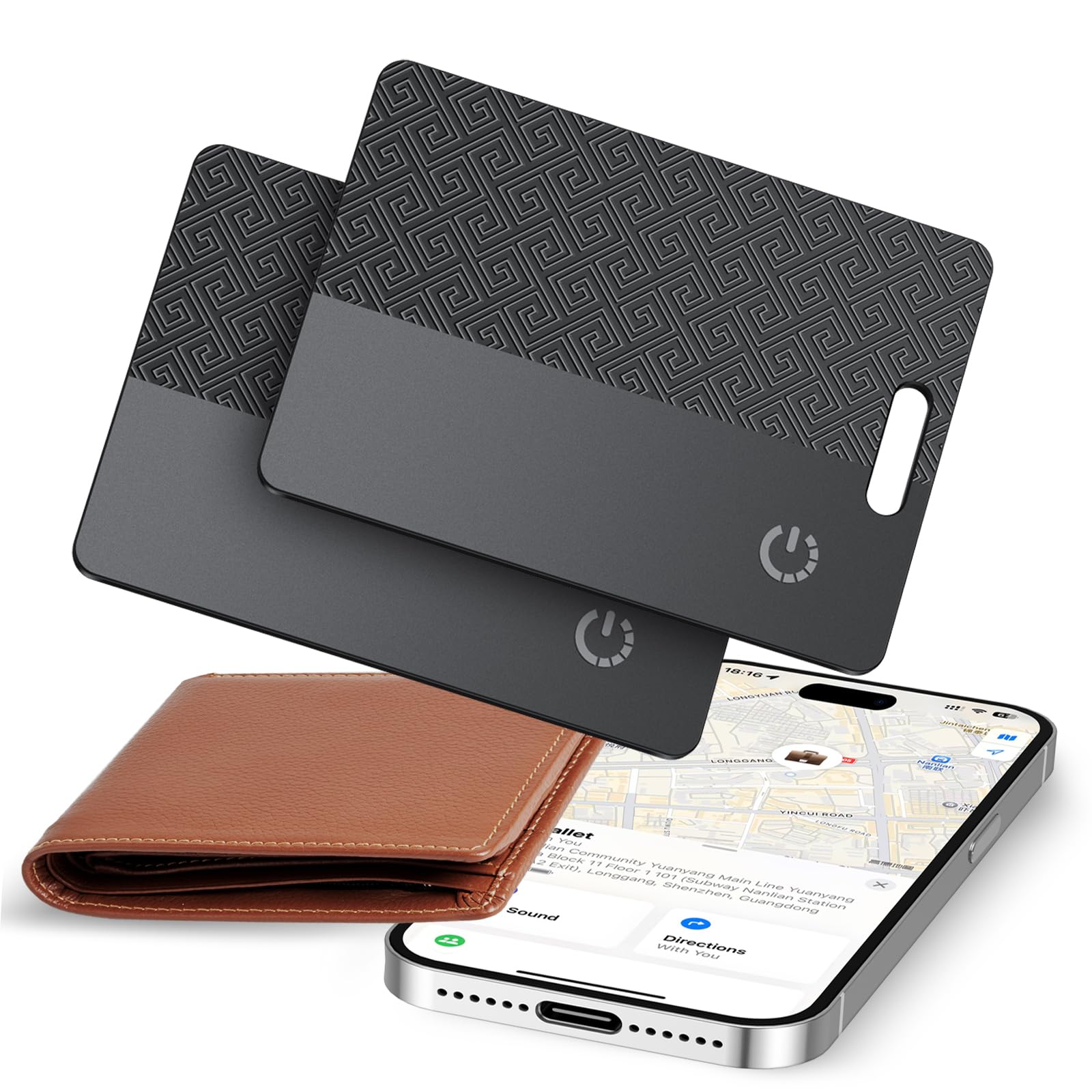 Wallet Tracker Smart Air Card Tag da 2 Sottile 1.8mm, Compatibile con Apple Dov’è (Solo iOS), Impermeabile IP68, Localizzatore Bluetooth Ricaricabile per Passaporti, Bagagli, Portafogli