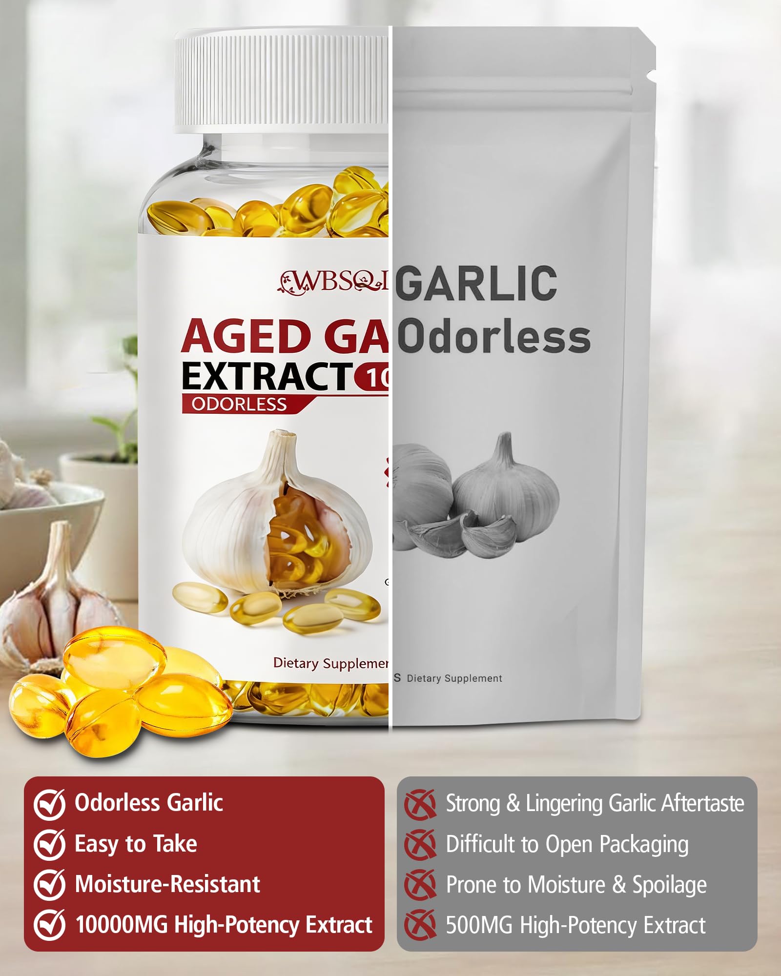 Odorless Aged Garlic Extract 10,000 mg - 300 Softgels, 2 Year Aged Garlic Supplements for Heart & Immune Support - Natural Antioxidant Supplement, Non-GMO, Gluten-Free, Vegan — Amazon image 5