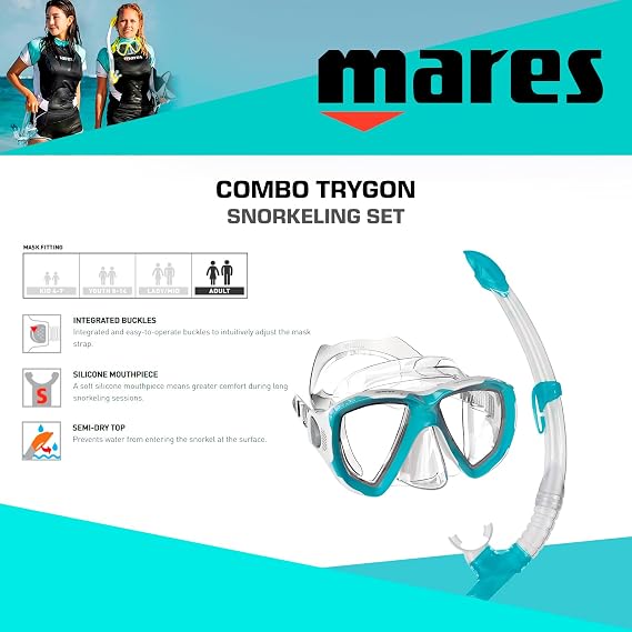 MARES Adult Trygon Snorkeling Combo, Mask & Snorkel Diving Set