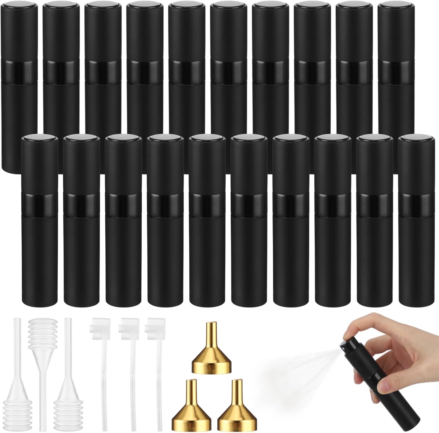 ZALIR 20 Pcs Travel Cologne Sprayer for Perfume - 0.34 oz Refillable Perfume Spray Bottles, Portable Travel Cologne Atomizer Bottles with Droppers, Funnels, Dispenser Pumps for Men, Women