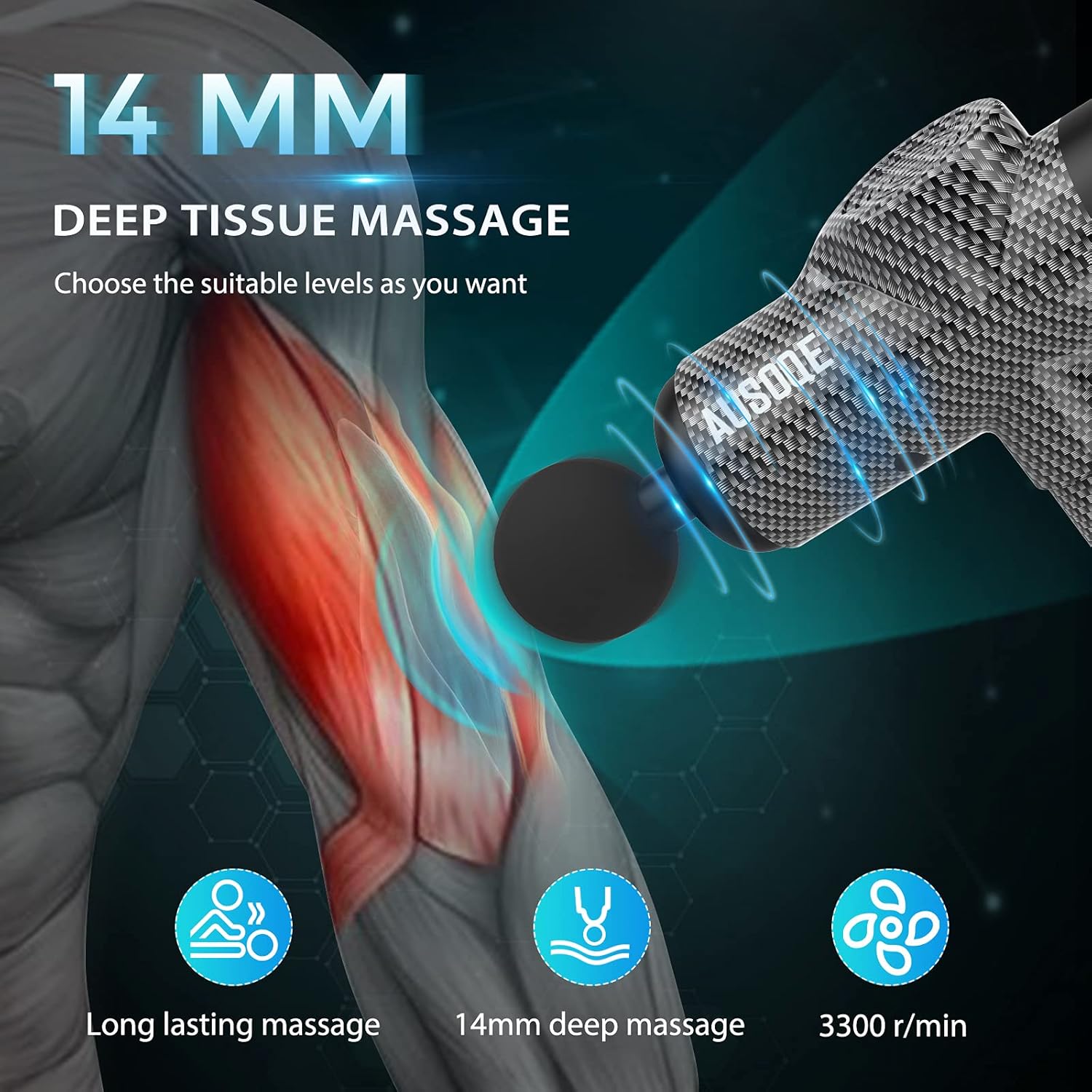 Massage Gun for Athletes, AUSOQE Deep Tissue Percussion Muscle Massager with 30 Speeds 8 Heads, Handheld Electric Body Massager for Office Gym Home Post-Workout Recovery Super Quiet : Health & Household