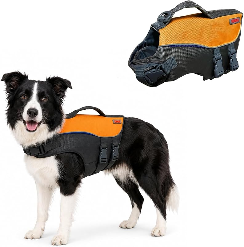 Aqua Pro Dog Flotation Life Jacket Vest, Swimming Float Aid with Safety Handle, Adjustable Comfortable Durable Preserver High Buoyancy Coat (Medium)