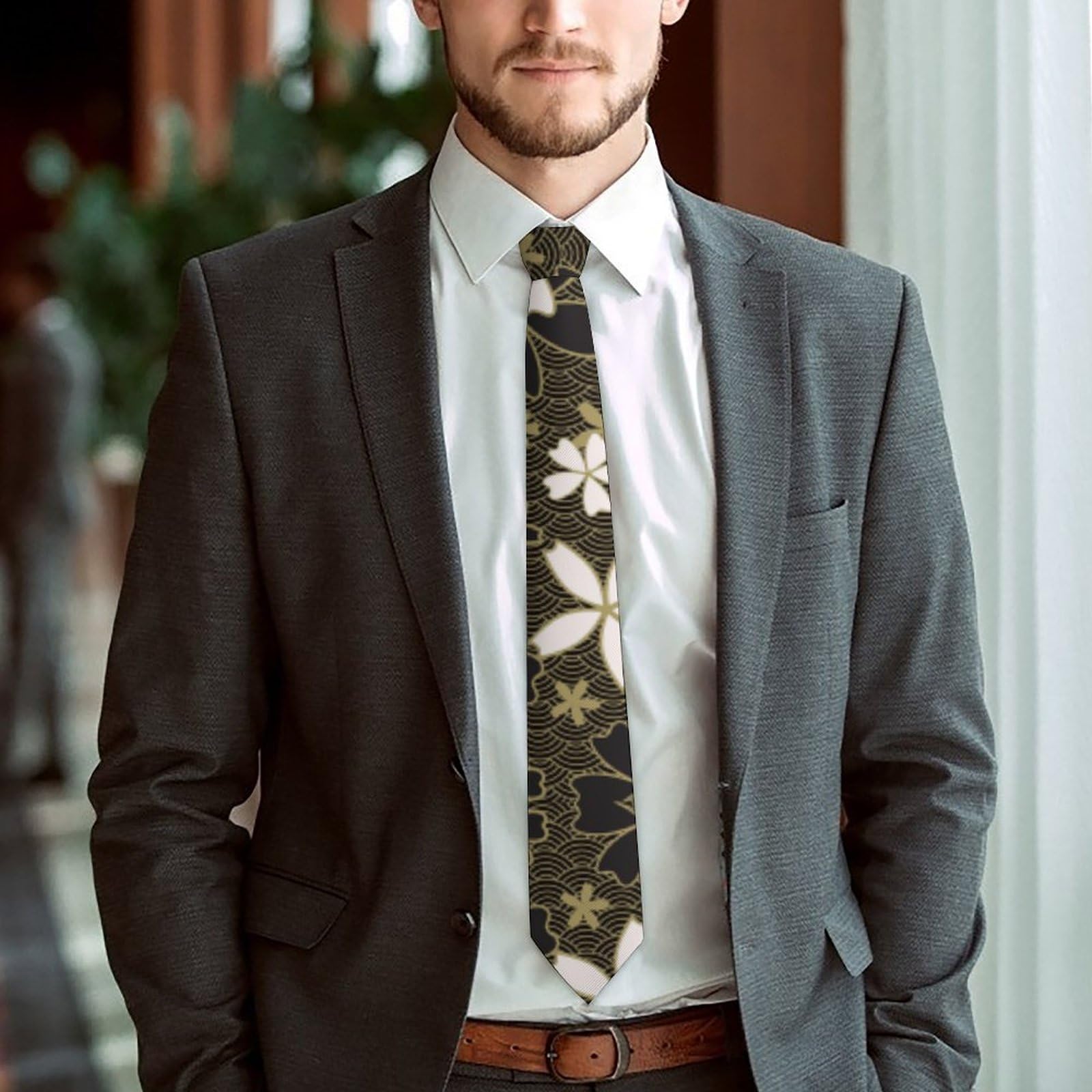 Amazon.co.jp: ネクタイ メンズ 花柄 桜 総柄 簡単 装着 おしゃれ