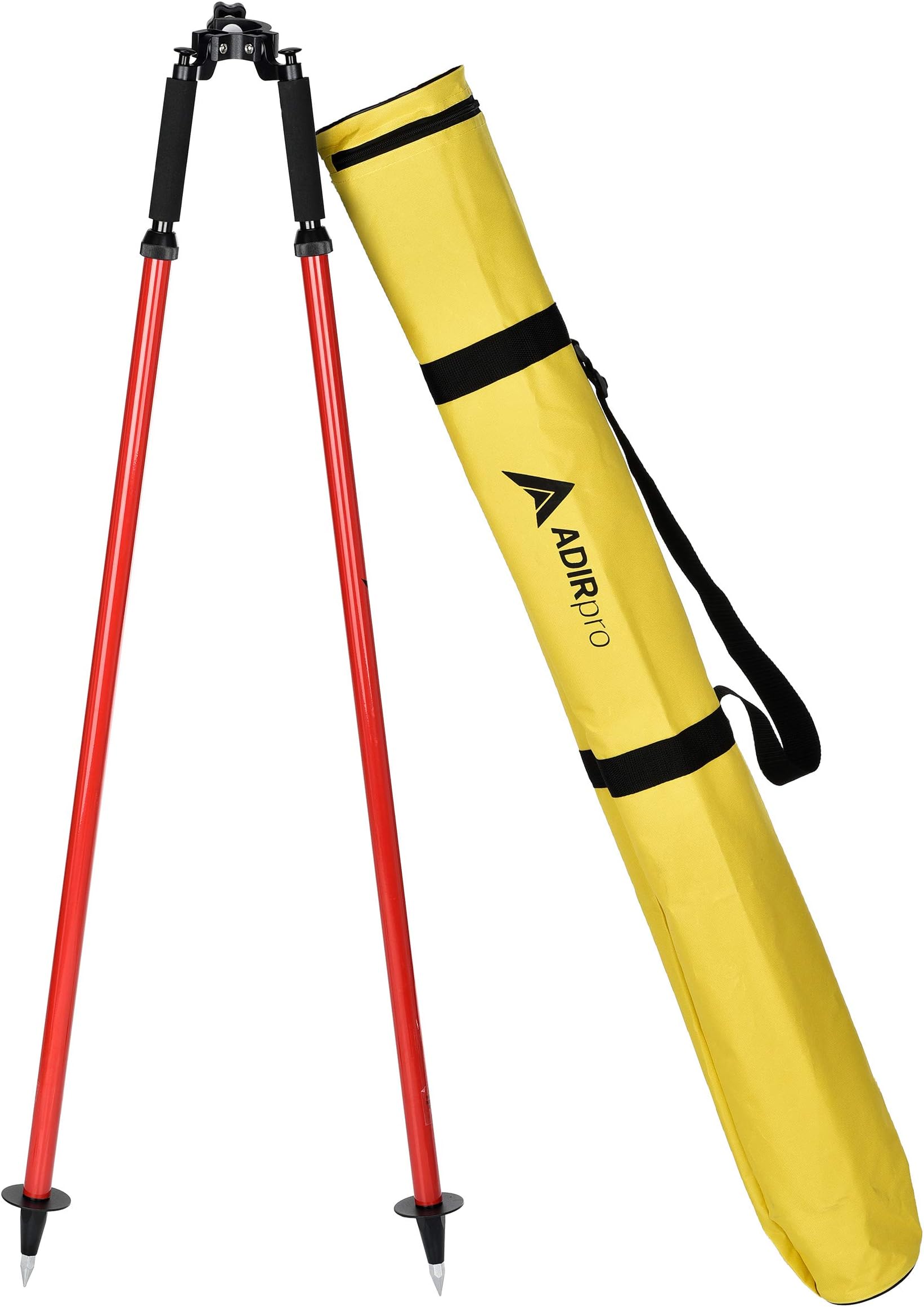 Adir Aluminum Bipod with Thumb Screw Head for GPS Rover Pole or Prism Pole of Total Station Surveying Equipment, Telescoping Prism Variation