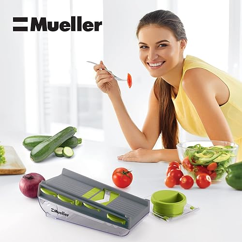 Miniatura 7 de Mueller - Cortadora de mandolina de cinco cuchillas cortadora trituradora rebanadora de verduras multiusos y ajustable de alta calidad para frutas y