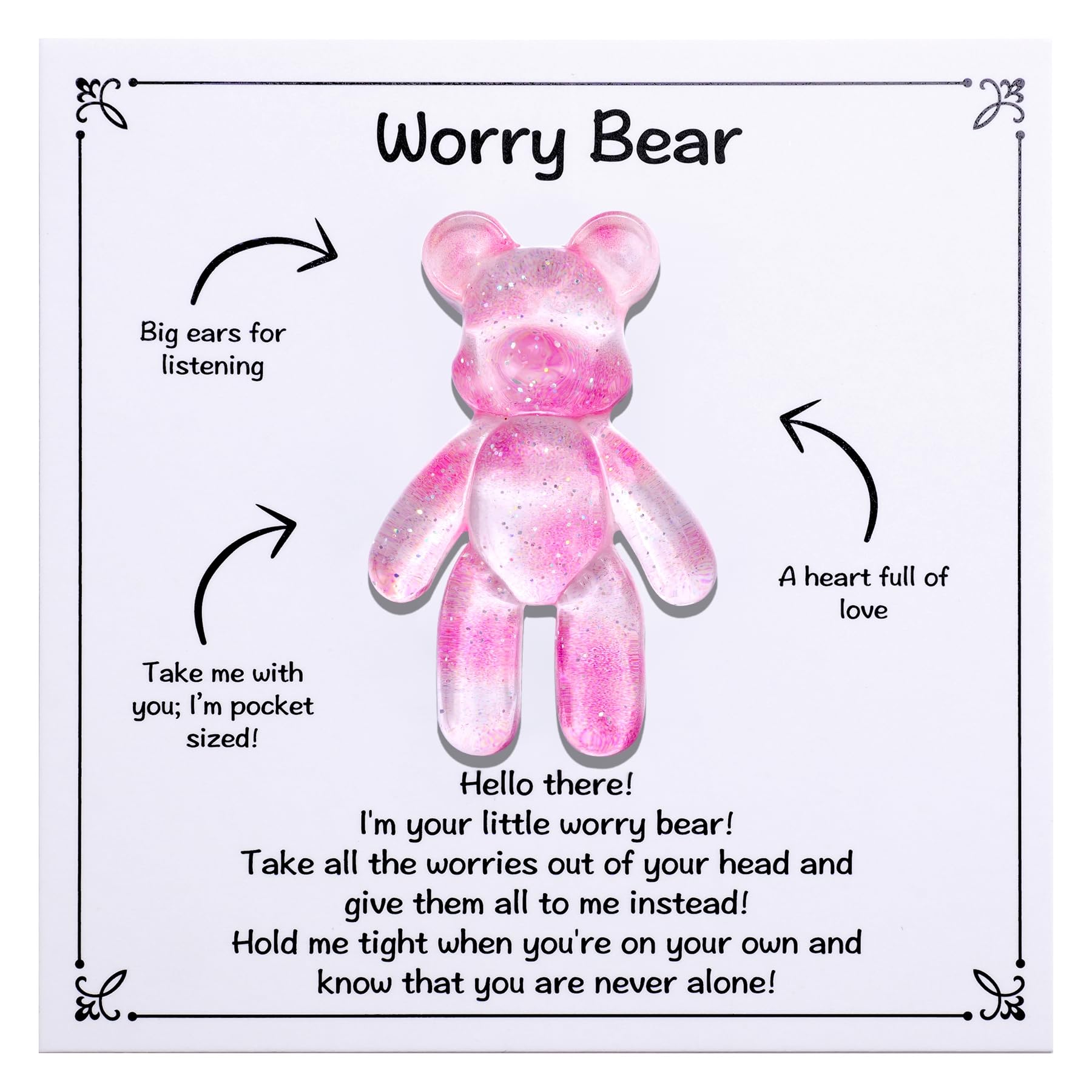 Aesnefe Pocket Bear Hug, Anxiety Relief Gifts, Mental Health Positivity Gift for Men Women, Autism Fidget Gifts, Stress Relief Gift for Her, Thoughtful Present for School Anxiet, Light Pink